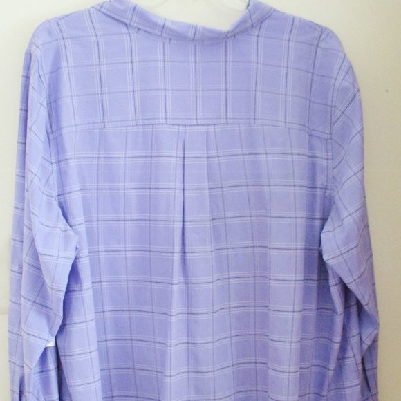 Essentials By Maggie Long Sleeve Blouse, Lavender Plaid, Roll Tabs, Size 26/28 - Picture 5 of 10